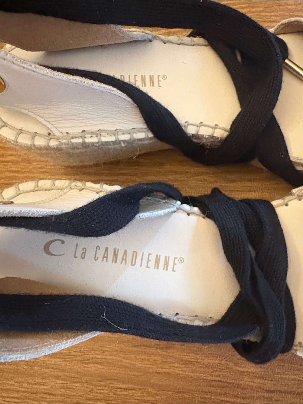 La CANADIENNE Navy Espadrille Wrap Sandals with Jute Sole
